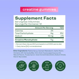 Bloom Creatine Monohydrate Gummies, 5g Per Serving, Sugar Free Creatine Gummy for Workout, Strength, Cognitive Health & Lean Muscle Support, Gluten Free & Non GMO, Berry Boost, 36 Gummies, 12 SVG