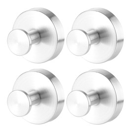 YEYSXSY Luxe Hold No Drill Hooks Stainless Steel Waterproof Suction Cup Hooks Towel Bath Robe Hooks for Bathrooms Silver 4 PCS