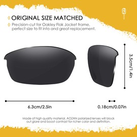 AOZAN ANSI Z87.1 Replacement Lenses Compatible with Oakley Flak Jacket OO9008 Sunglasses, Onyx Black Polarised