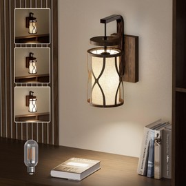HYMELA N10-1 Farmhouse Wall Sconces Dimmable Hanging Plug in Wall Lamp Linen Lampshade Metal Base Rustic Hardwired Wall Lighting Sconce Lights for Bedroom Bedside Living Room (Bulb Included)
