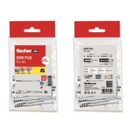 fischer - Long Dowels and Screws Nylon SXR 10 x 80, fischer Wall Concrete, Bag of 4