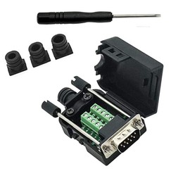 SHANFEILU DB9 Breakout Connector to Wiring Solderless Terminal RS232 D-SUB Male Serial Adapter 9pin Port Breakout Board Black Rubber Core with Case,Screwdriver,Long Bolts