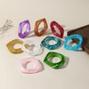 Chunky Transparent Resin Square Bangle - Retro Geometric Acrylic Wristband