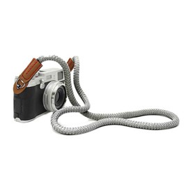 DOROM Vintage Handmade Cotton Leather Camera Neck Strap for Leica Nikon Fuji Pentax Canon Panasonic Sony Long Silver