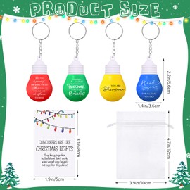 40 Set Christmas Coworker Gifts Light Bulb Keychain, 4 Styles