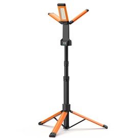 Rechargeable LED Work Light with Stand, 67" Tall Portable Cordless Work Light, 8AH Battery, 500/1500/2500 Lumen, 4000/6500K Dimmable Camping Light with Detachable Tripod Orange (Carrying Bag Included)
