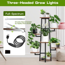 ZIXNEXKOO Plant Stand Indoor with Grow Lights, Plant Shelf Indoor, Corner Plant Stand for Indoor Plants Multiple, Metal Tall Plant Flower Holder, Plant Rack for Home, Patio
