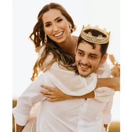 Gold King Crowns for Men, Royal Crown with Champagne Rhinestone, Birthday Crown for Men, Wedding Cosplay Homecoming Prom Party Decorations Crown, Perfect Gifts for Men