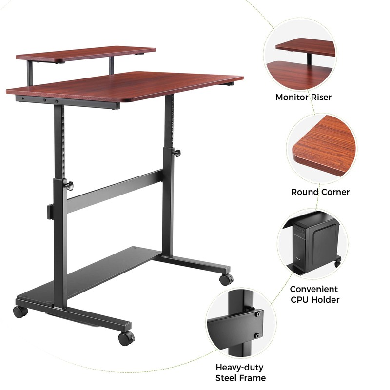 Eureka Ergonomic Mobile Standing Desk 41 Inch, Lockable Home Office