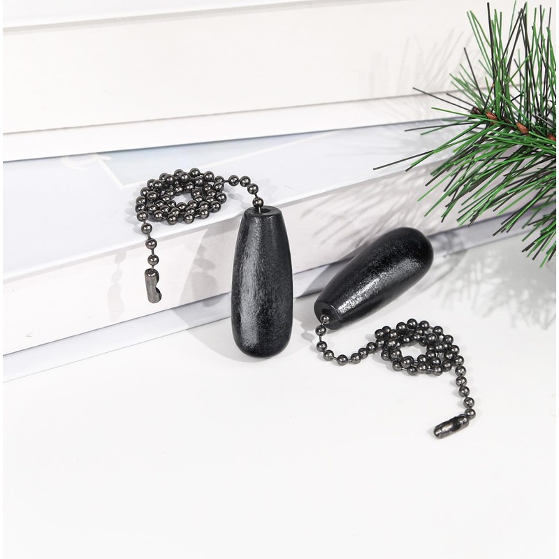 Dotlite 2Pack Black Wooden Ceiling Fan Pull Chain Extender, 12in