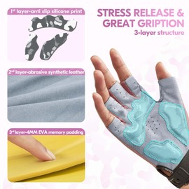 Vgo... 1 Pair Gym & Cycling Gloves for Man & Woman - Half Finger, Shock-Absorbing, Non-Slip Grip for Weightlifting, Cycling & Cross-Training (SL2520,Pink,M)