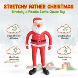Quebec Playwright's Stretchy Father Christmas Unique Holiday Stocking Presents Christmas Eve Delights, Fun Kids Stocking Fillers Special Festive Surprises 12cm (Pack of 3)
