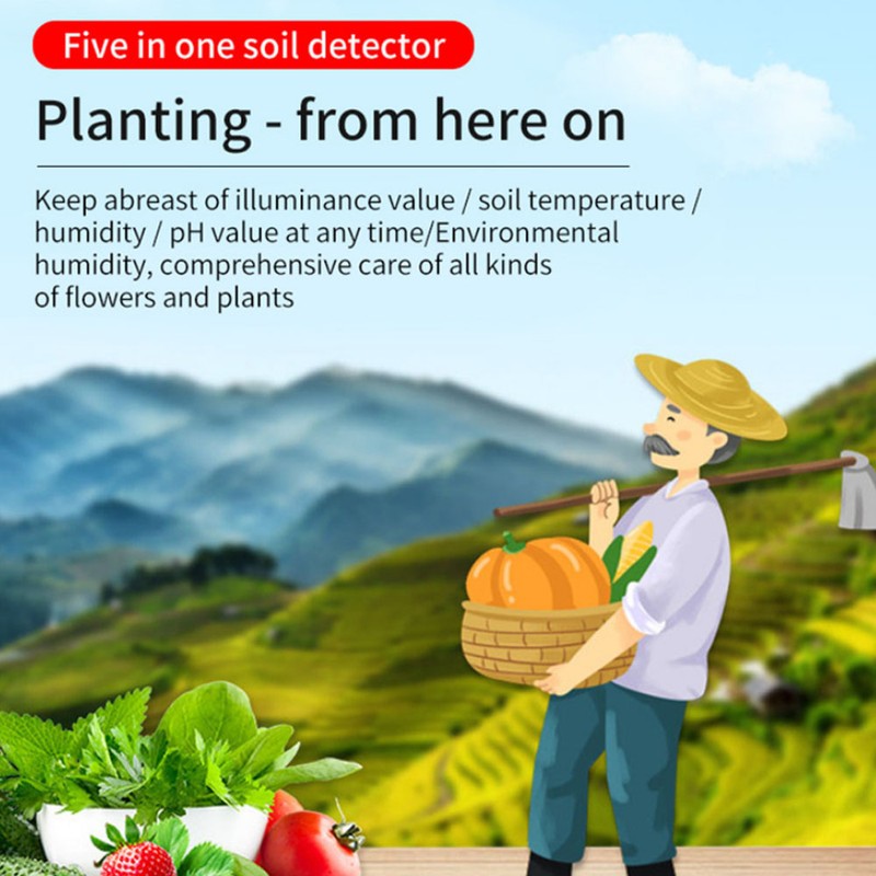 5-in-1 Soil Tester Multifunctional Soil Detector Moisture Meter pH Meter