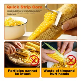 Corn Peeler For Corn On The Cob，2025 Upgrade Sawtooth Corn Cob Stripper Tool ，Ergonomic Design Ideal Tool For Long Handle Stainless Steel Corn On the Cob Stripper Tool (Silver, 2pack)