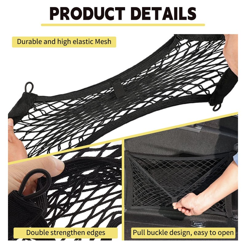 [4 Pack] Cargo Storage Net, 19.7x9.8'' DEDC Cargo Net Pocket,