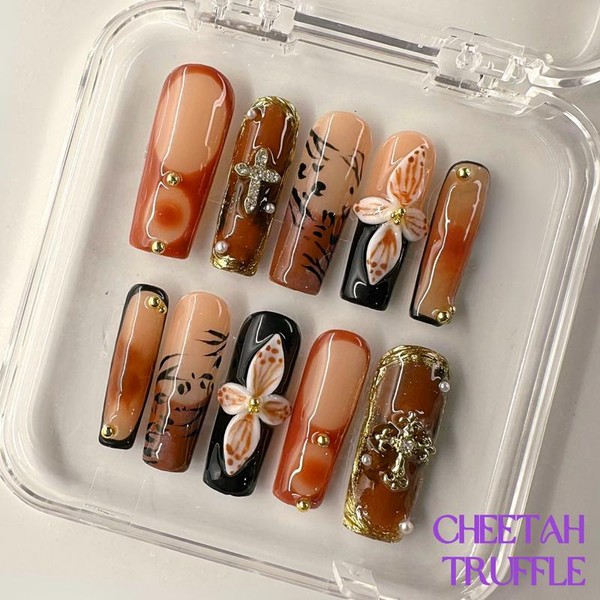 NailPhoria MID-FALL Collections 10PCS Handmade Press On Nails REUSABLE 3D