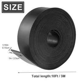 Rubber Strips Neoprene Rubber Mat Rubber Plate 25 mm (W) x 1.5 mm (D) x 3 m (L) Rubber Mats Solid Rubber Profile for DIY Seals, Insulation, Flooring Protection, Cover, Anti-Vibration, Non-Slip
