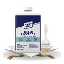 Klean Strip Boiled Linseed Oil with Paintbrush - Thinner for Oil-Based Paints - Linseed Oil for Wood & Painting - Increases Water, Scratch & Wrap Resistance - Wood Oil for Furniture