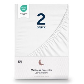 Blumtal Pack of 2 Waterproof Mattress Protectors, Oeko-Tex Certified, Breathable Mattress Topper, Tension Fixation, No Rustling, 60 x 120 cm