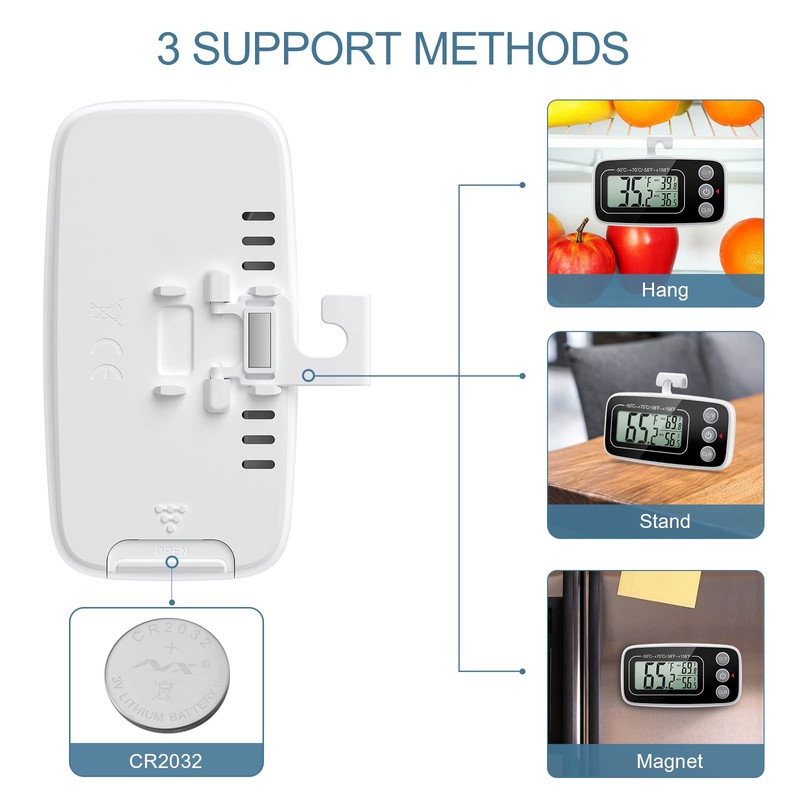 Ankilo Refrigerator Fridge Thermometer, Digital Freezer Thermometer with Hook, Easy