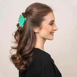 Turtle Hair Claw Clips - 2Pcs Cellulose Acetate Hair Clips, Big Claw Clips for Women