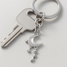 DONWOIE Moon Keychain - Sparkling Crescent Pendant with Dangling Stars,Star Key Chains for Bag Charms,Cute Key Chains Gifts for Women & Girls