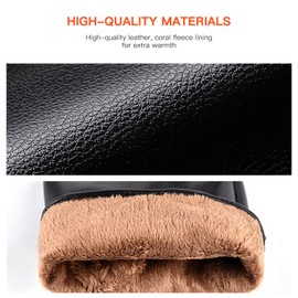 RICEEL Leather Gloves Womens/ Mens Touchscreen Gloves Soft Warm PU Leather Windproof Waterproof Coral Fleece Lining Leather Driving Gloves, Black