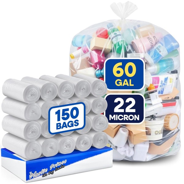 PLASTIC PRINCE 55-60 Gallon Can Liners 22 Mic High-Density Garbage