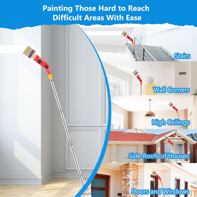 Multi Angle Paint Brush Extender Extension Pole Attachments, Extendable Paint