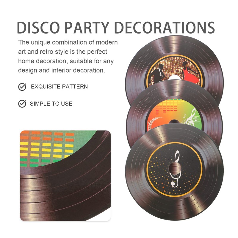 Ciieeo 12pcs Vinyl Record Decoration Mini Mural Pvc