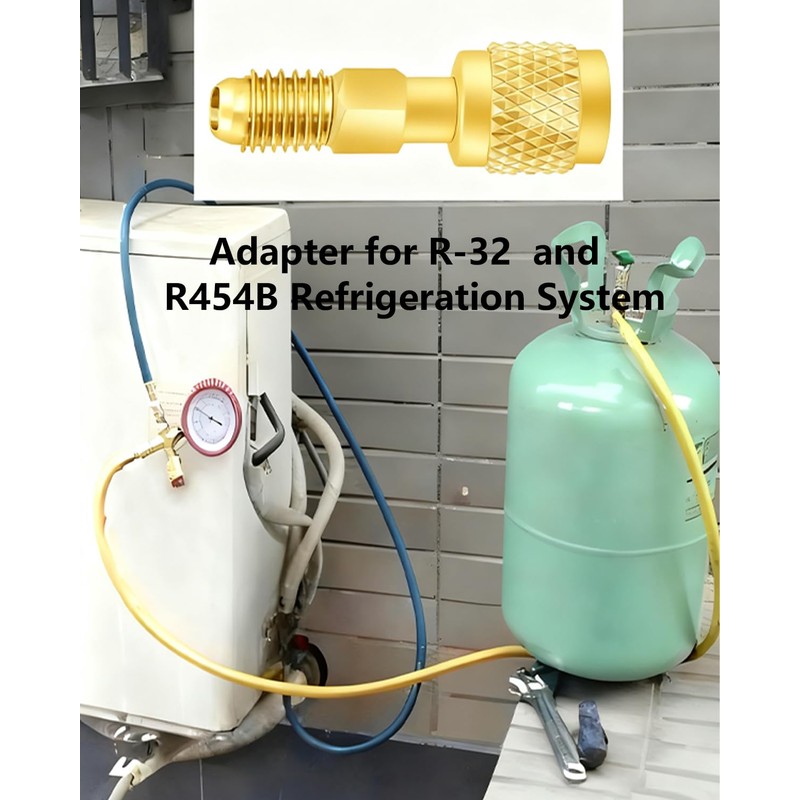 R32 R454B Brass Adapter,1/4"Female X 1/4" Male Reverse Thread Refrigerant