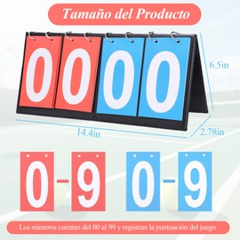 Longzhuo Marcador Portátil Tablero de Deporte, Marcador De Futbol Flip de 4 Dígitos, Marcador Contador Puntuación para Tenis de Mesa Baloncesto Fútbol Béisbol Voleibol, 16.5x20.5x1cm