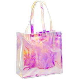 MSK-3535 Plastic Bag, Transparent, Durable, Tote, Clear Bag, Aurora, Pink, Smoke, W13.8 x D5.9 x H13.8 inches (350 x 150 x 350 mm)