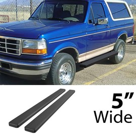 APS Running Boards (Nerf Bars Side Steps) Compatible with Ford F-Series Bronco 1980-1996 Regular Cab (Will Not Fit Factory Reinforced Heavy Duty Frames) (Stainless Steel Black Powder Coated 5in)