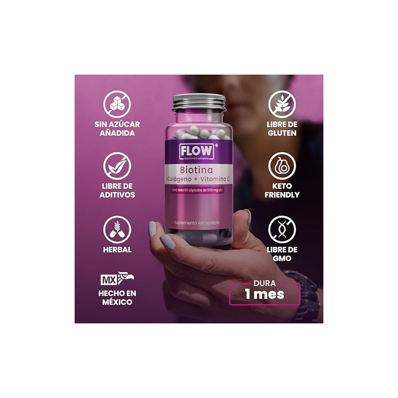 Biotina + Colágeno + Vitamina C - 90 Cápsulas de