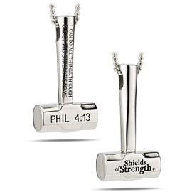 Shields of Strength Women's Stainless Steel Sledgehammer Pendant Necklace-Phil 4:13