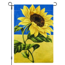 Ukraine Flag Made of Linen 30 x 45 cm with Sunflower Motif - Ukrainian National Flag, High-Quality Linen Flag for Garden, Balcony, Wall Decoration, Festivals and Events