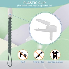 Stylish Silicone Pacifier Clips 4-Pack for Baby Boys and Girls, Woven Rope Flexible Design, Rust-Free Holders for Teething Relief and Baby Essentials, Safe for Newborns (Grey)