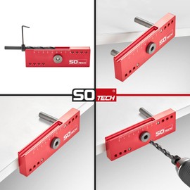 SOTECH Drilling template 145 x 15 x 45 mm for centred drilling on the body of 6/8/10 mm, suitable for push to open door damper, drill gauge with carrying case