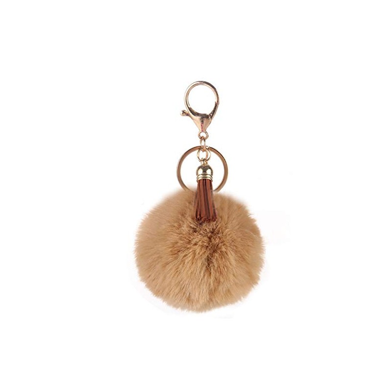 Unpafcxddyig Pom Poms Keychains Fluffy Pompoms Keyring with Tassel Pendants