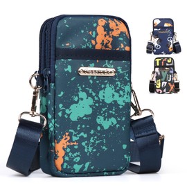 Geestock Cell Phone Purse Small Crossbody Shoulder Holsters Bags with Arm Bands Phone Key Pouch Holder for Running, Walking, Hiking & Biking (Blue Paint)