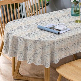 Bnejvif Oval Tablecloth, Modern Geometric Oval Tablecloth, Striped Tablecloth Indoor/Outdoor Waterproof Wrinkle Free Durable Oval Tablecloth for Oval Tables 60 X 84 Inch
