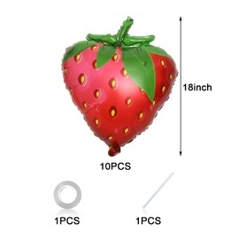 Strawberry Balloons 10PCS 18 Inch Sweet Strawberry Foil Balloons Cute Fruit Balloons for Girls Berry First Birthday Party Themed Decorations
