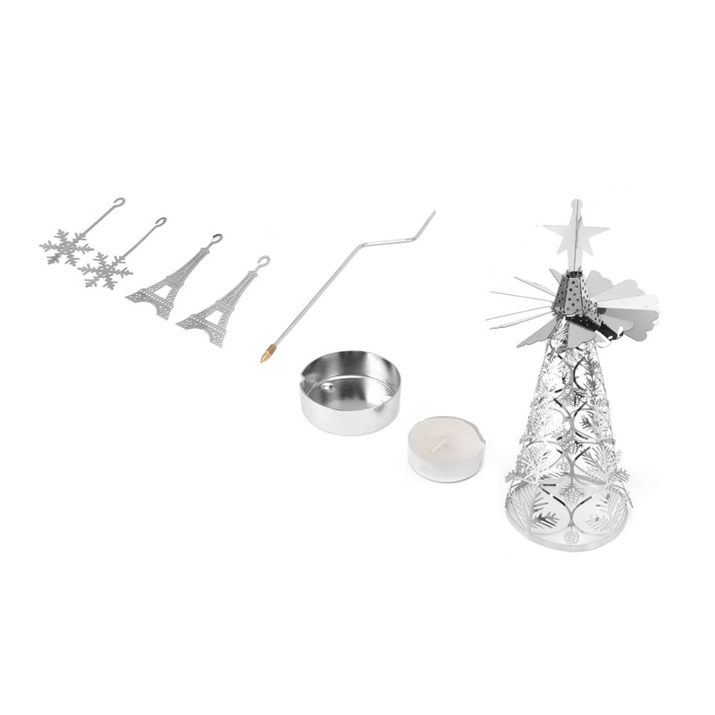 Christmas Tree Carousel Spinning Candle Holder Stainless Steel Rotary Tree