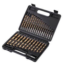 AIMLENTOOL 30 PCS Titanium Impact Drill Bit Set, Hex Shank Drill Bit Set for Wood, Steel, Metal, and Plastic with Quick Change Design, HSS Titanium Twist Drill Bit with Storage Case, 5/64" to 1/2"