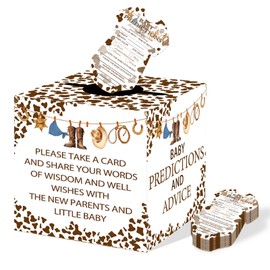 50pcs Western Baby Shower Game, Printed Party Baby Predictions & Advice Cards for New Parents, Gender Reveal Boy or Girl, Gender Neutral Western Cowbaby Theme