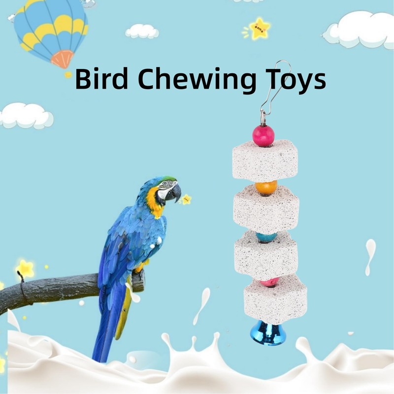 Tnfeeon Bird Beak Sanding Mineral Stone Colourful Bird Block Toy