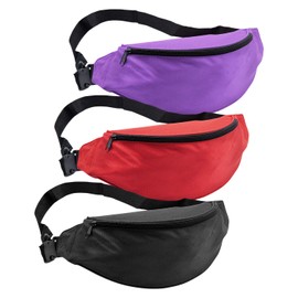 Innolife Unisex Men Women Fashion Sporty Multi-Purpose 2-Zipper Waist Belt Bag Fanny Pack Adjustable Strap for Sport Hiking Traveling Passport Wallet(3-Pack Black