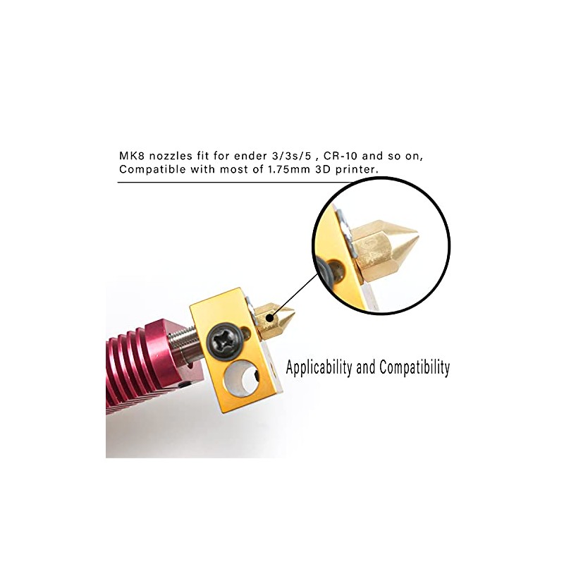 MK8 Brass Nozzles Set for 3D Printers - 24 Pieces