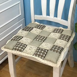 vctops Patchwork Chair Pad with Ties No Slip Lace Trim Chair Cushion Farmhouse Floral Print Kitchen Dining Seat Cushion (512-2, 16"x16")